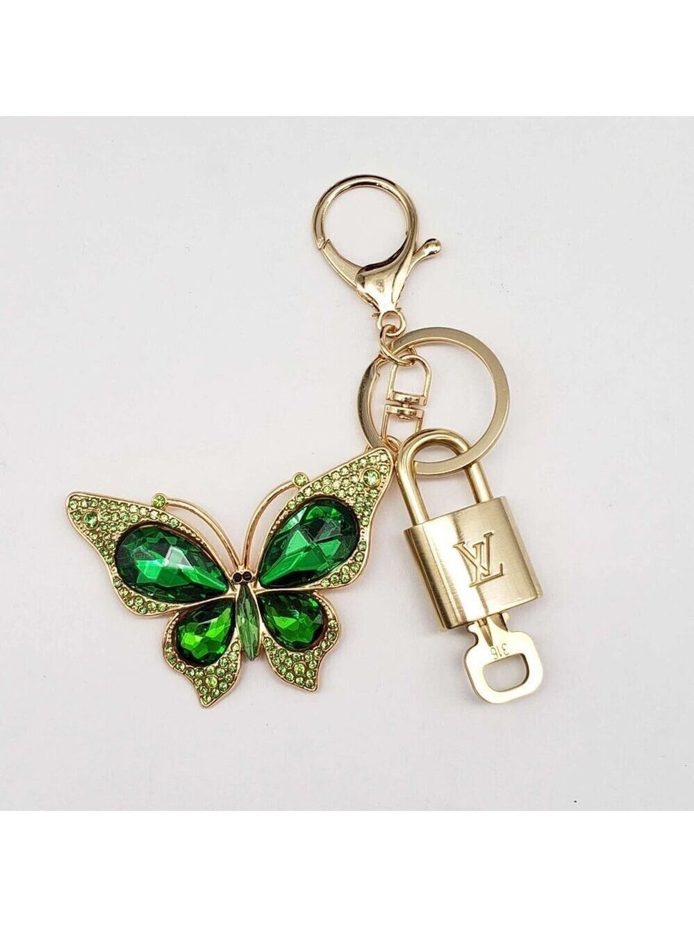 Authentic Louis Vuitton Lock & Key with unbranded Butterfly Bagcharm, Keycharm